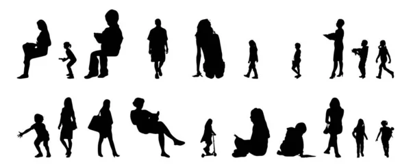 Silhouettes Vectorielles Silhouettes Esquissées Personnes Dessin Contour Silhouette Personnes Icône — Image vectorielle