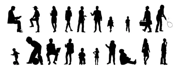 Vector Silhouettes Outline Silhouettes People Contour Drawing People Silhouette Icon — Stock Vector