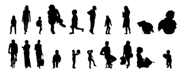 Silhouettes Vectorielles Silhouettes Esquissées Personnes Dessin Contour Silhouette Personnes Icône — Image vectorielle