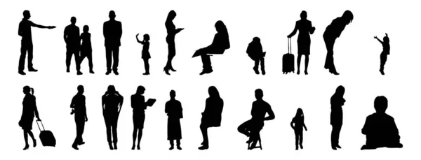 Vector Silhouettes Outline Silhouettes People Contour Drawing People Silhouette Icon — Stock Vector