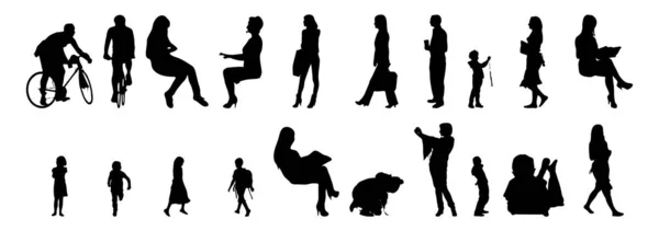 Vector Silhouettes Outline Silhouettes People Contour Drawing People Silhouette Icon — 스톡 벡터