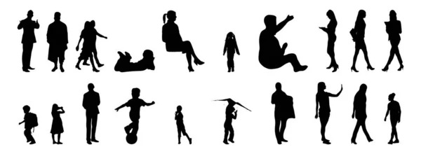 Silhouettes Vectorielles Silhouettes Esquissées Personnes Dessin Contour Silhouette Personnes Icône — Image vectorielle