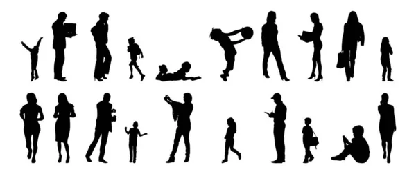 Silhouettes Vectorielles Silhouettes Esquissées Personnes Dessin Contour Silhouette Personnes Icône — Image vectorielle