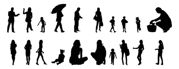 Silhouettes Vectorielles Silhouettes Esquissées Personnes Dessin Contour Silhouette Personnes Icône — Image vectorielle