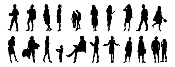 Vector Silhouettes Outline Silhouettes People Contour Drawing People Silhouette Icon — Stock Vector