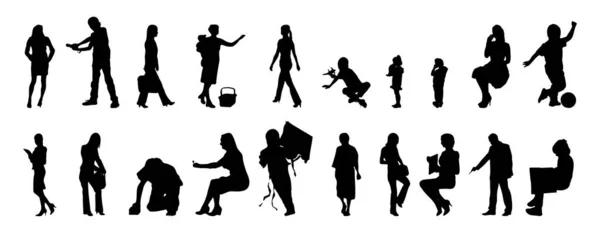 Silhouettes Vectorielles Silhouettes Esquissées Personnes Dessin Contour Silhouette Personnes Icône — Image vectorielle