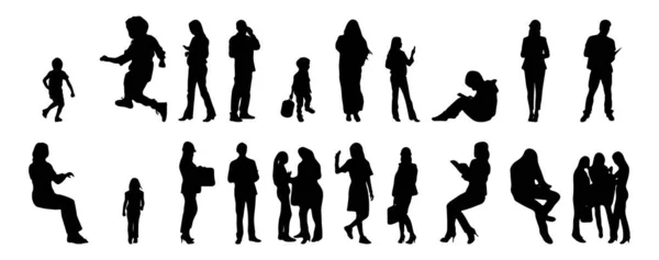 Silhouettes Vectorielles Silhouettes Esquissées Personnes Dessin Contour Silhouette Personnes Icône — Image vectorielle