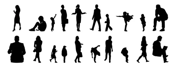 Vector Silhouetten Overzicht Silhouetten Van Mensen Contourtekening Personensilhouet Icoon Set — Stockvector