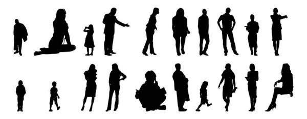 Vektor Silhouetten Umrisse Von Menschen Konturzeichnung Menschen Silhouette Icon Set — Stockvektor