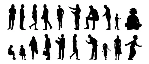 Silhouettes Vectorielles Silhouettes Esquissées Personnes Dessin Contour Silhouette Personnes Icône — Image vectorielle