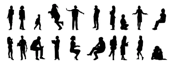 Silhouettes Vectorielles Silhouettes Esquissées Personnes Dessin Contour Silhouette Personnes Icône — Image vectorielle