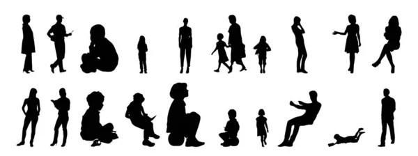 Silhouettes Vectorielles Silhouettes Esquissées Personnes Dessin Contour Silhouette Personnes Icône — Image vectorielle