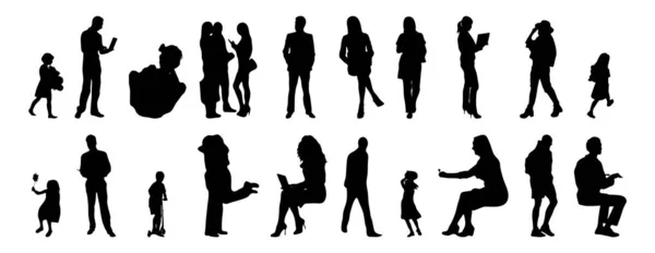 Vector Silhouettes Outline Silhouettes People Contour Drawing People Silhouette Icon — Stock Vector