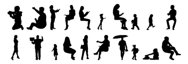 Vector Silhouettes Outline Silhouettes People Contour Drawing People Silhouette Icon — Stock Vector