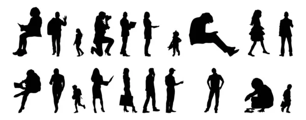 Vector Silhouettes Outline Silhouettes People Contour Drawing People Silhouette Icon — Stock Vector