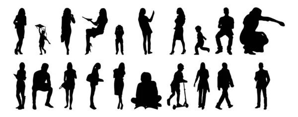 Vector Silhouettes Outline Silhouettes People Contour Drawing People Silhouette Icon — Stock Vector