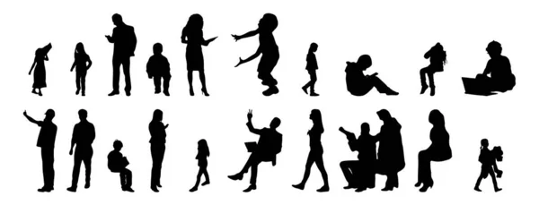 Vector Silhouetten Overzicht Silhouetten Van Mensen Contourtekening Personensilhouet Icoon Set — Stockvector