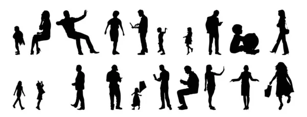 Vector Silhouettes Outline Silhouettes People Contour Drawing People Silhouette Icon — Stock Vector