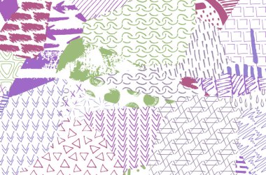 Soyut siyah konturlar, el vektör desen çizdi. Geometrik tarzı Retro soyut desen. Soyut çok renkli geometrik desen.