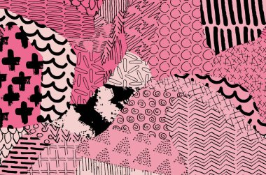 Soyut siyah konturlar, el vektör desen çizdi. Geometrik tarzı Retro soyut desen. Soyut çok renkli geometrik desen.