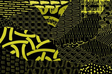 Soyut siyah konturlar, el vektör desen çizdi. Geometrik tarzı Retro soyut desen. Soyut çok renkli geometrik desen.