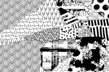 Soyut siyah konturlar, el vektör desen çizdi. Geometrik tarzı Retro soyut desen. Soyut çok renkli geometrik desen.