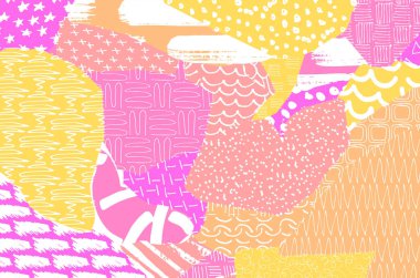 Soyut siyah konturlar, el vektör desen çizdi. Geometrik tarzı Retro soyut desen. Soyut çok renkli geometrik desen.