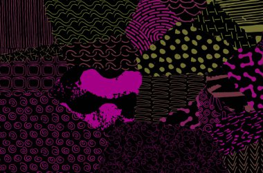 Soyut siyah konturlar, el vektör desen çizdi. Geometrik tarzı Retro soyut desen. Soyut çok renkli geometrik desen.