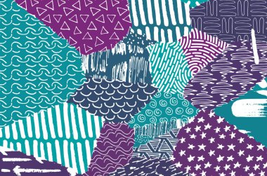 Soyut siyah konturlar, el vektör desen çizdi. Geometrik tarzı Retro soyut desen. Soyut çok renkli geometrik desen.