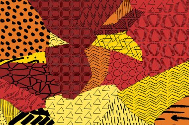 Soyut siyah konturlar, el vektör desen çizdi. Geometrik tarzı Retro soyut desen. Soyut çok renkli geometrik desen.