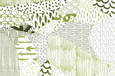 Soyut siyah konturlar, el vektör desen çizdi. Geometrik tarzı Retro soyut desen. Soyut çok renkli geometrik desen.