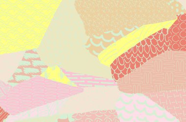 Soyut siyah konturlar, el vektör desen çizdi. Geometrik tarzı Retro soyut desen. Soyut çok renkli geometrik desen.