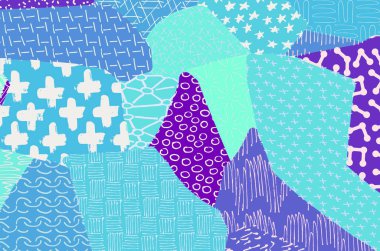 Soyut siyah konturlar, el vektör desen çizdi. Geometrik tarzı Retro soyut desen. Soyut çok renkli geometrik desen.