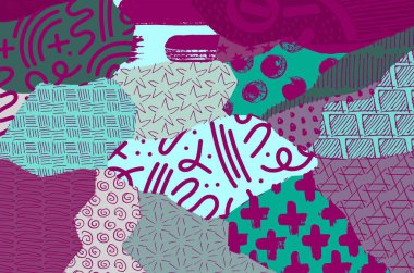 Soyut siyah konturlar, el vektör desen çizdi. Geometrik tarzı Retro soyut desen. Soyut çok renkli geometrik desen.