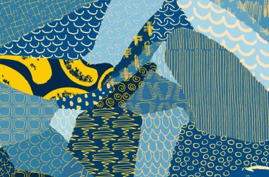 Soyut siyah konturlar, el vektör desen çizdi. Geometrik tarzı Retro soyut desen. Soyut çok renkli geometrik desen.