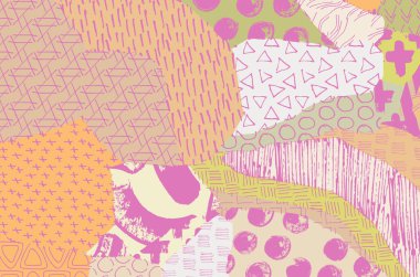 Soyut siyah konturlar, el vektör desen çizdi. Geometrik tarzı Retro soyut desen. Soyut çok renkli geometrik desen.