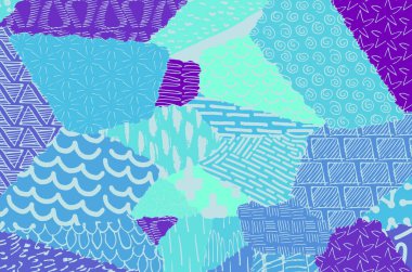 Soyut siyah konturlar, el vektör desen çizdi. Geometrik tarzı Retro soyut desen. Soyut çok renkli geometrik desen.