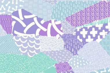 Soyut siyah konturlar, el vektör desen çizdi. Geometrik tarzı Retro soyut desen. Soyut çok renkli geometrik desen.