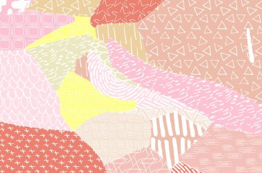 Soyut siyah konturlar, el vektör desen çizdi. Geometrik tarzı Retro soyut desen. Soyut çok renkli geometrik desen.