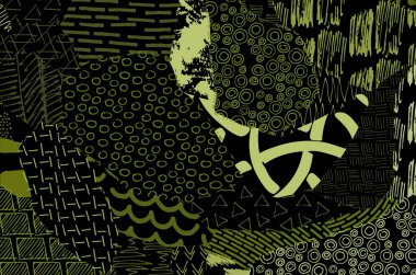 Soyut siyah konturlar, el vektör desen çizdi. Geometrik tarzı Retro soyut desen. Soyut çok renkli geometrik desen.