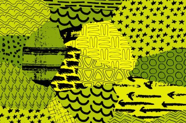 Soyut siyah konturlar, el vektör desen çizdi. Geometrik tarzı Retro soyut desen. Soyut çok renkli geometrik desen.