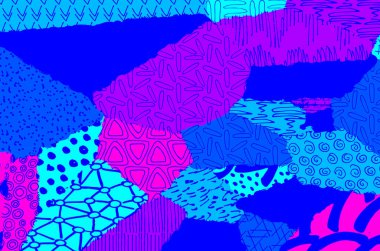 Soyut siyah konturlar, el vektör desen çizdi. Geometrik tarzı Retro soyut desen. Soyut çok renkli geometrik desen.