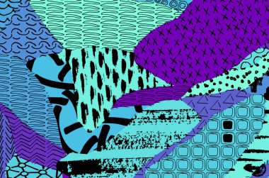 Soyut siyah konturlar, el vektör desen çizdi. Geometrik tarzı Retro soyut desen. Soyut çok renkli geometrik desen.