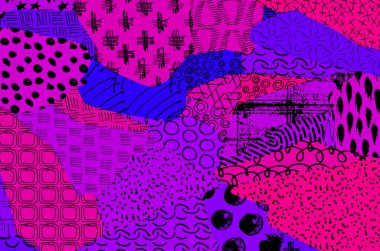 Soyut siyah konturlar, el vektör desen çizdi. Geometrik tarzı Retro soyut desen. Soyut çok renkli geometrik desen.