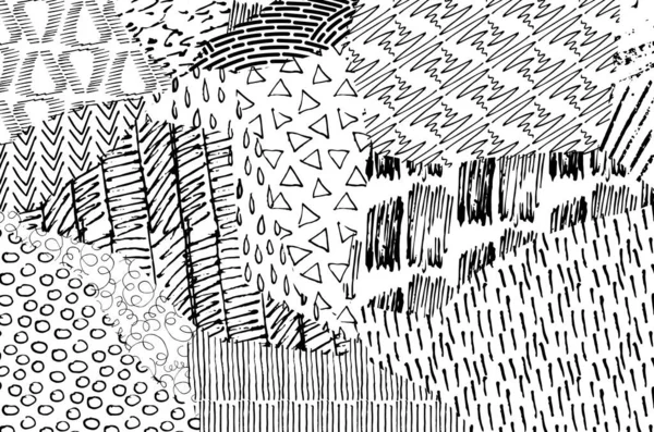 Soyut siyah konturlar, el vektör desen çizdi. Geometrik tarzı Retro soyut desen. Soyut çok renkli geometrik desen.