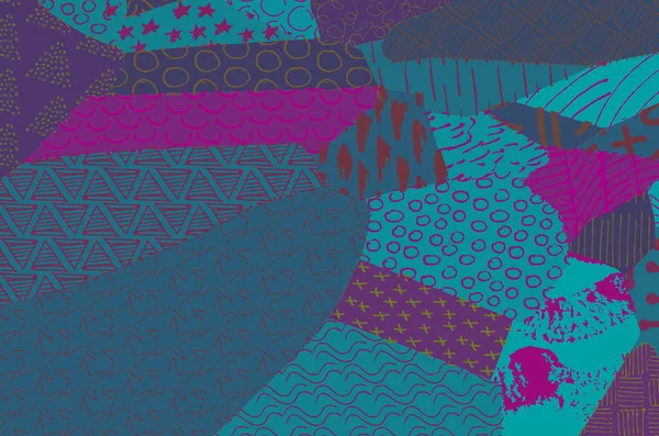 Cursos Pretos Abstratos Esboçado Mão Vector Pattern Padrão Abstrato Retrô — Vetor de Stock