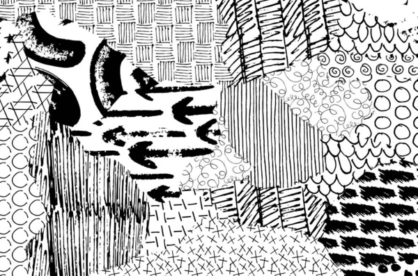 Soyut siyah konturlar, el vektör desen çizdi. Geometrik tarzı Retro soyut desen. Soyut çok renkli geometrik desen.