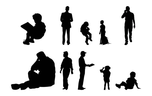 Vector Silhouettes Outline Silhouettes People Contour Drawing People Silhouette Icon — Stock Vector