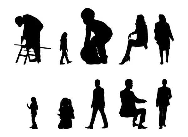 Silhouettes Vectorielles Silhouettes Esquissées Personnes Dessin Contour Silhouette Personnes Icône — Image vectorielle