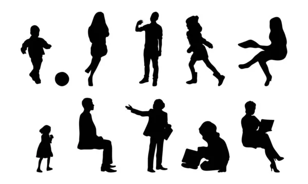 Vector Silhouettes Outline Silhouettes People Contour Drawing People Silhouette Icon — 스톡 벡터